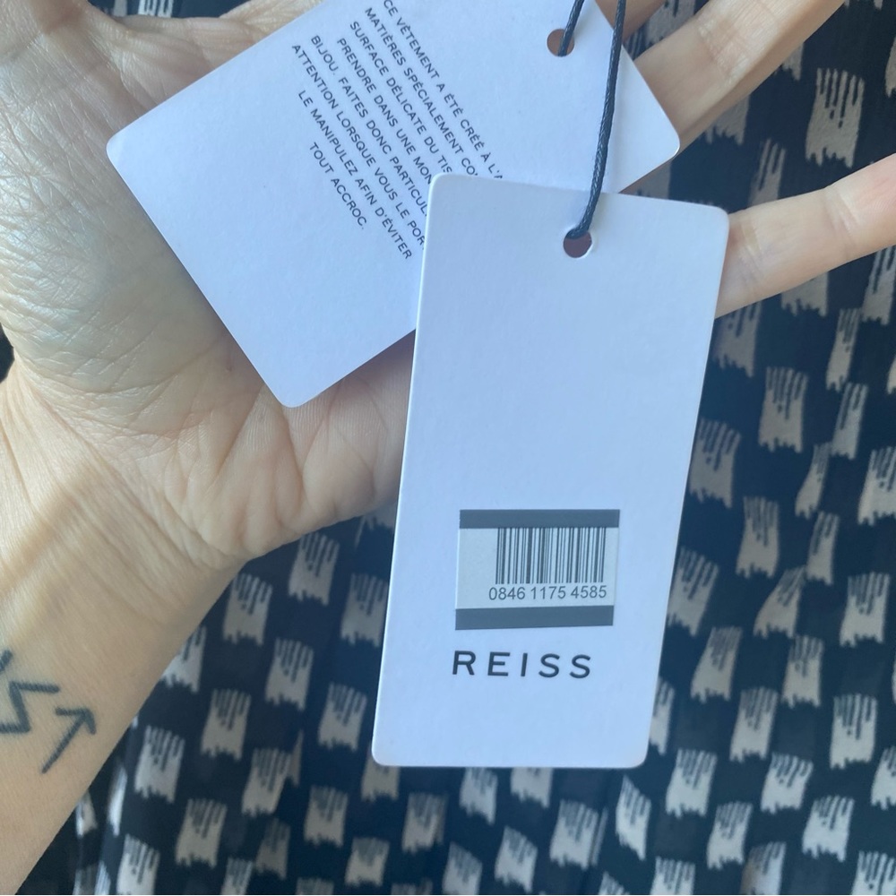 REISS Black & Cream Flared Mini Skirt - Picture 3 of 10